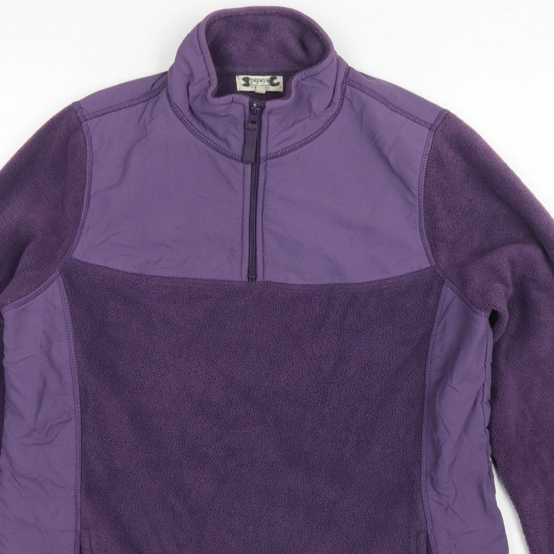 Papaya Women Purple UK 12 Quarter Zip Fleece Pullover Sweatshirt