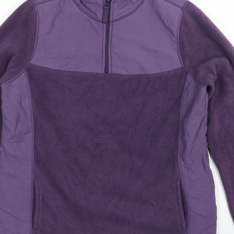 Papaya Women Purple UK 12 Quarter Zip Fleece Pullover Sweatshirt