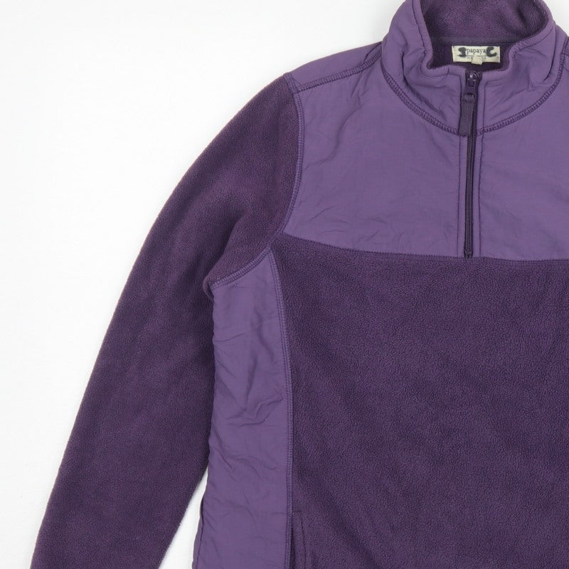 Papaya Women Purple UK 12 Quarter Zip Fleece Pullover Sweatshirt