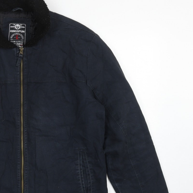 Additional view of Ringspun Men’s Blue XL Hostrup Military Jacket Full Zip Cotton