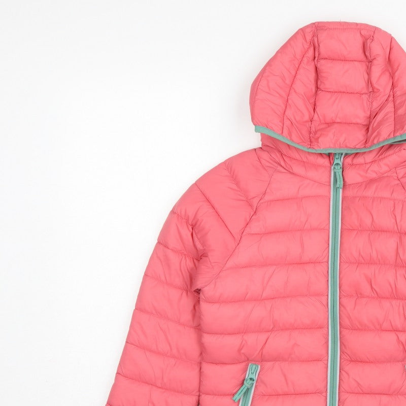 Mini Boden Girls Pink 8-9 Years Hooded Puffer Jacket Quilted