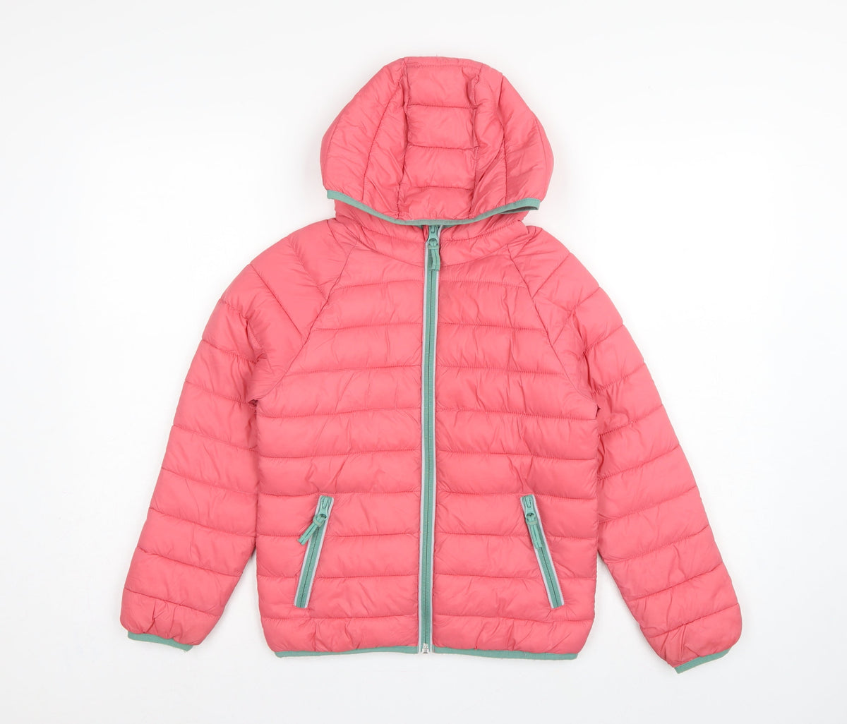 Mini Boden Girls Pink 8-9 Years Hooded Puffer Jacket Quilted
