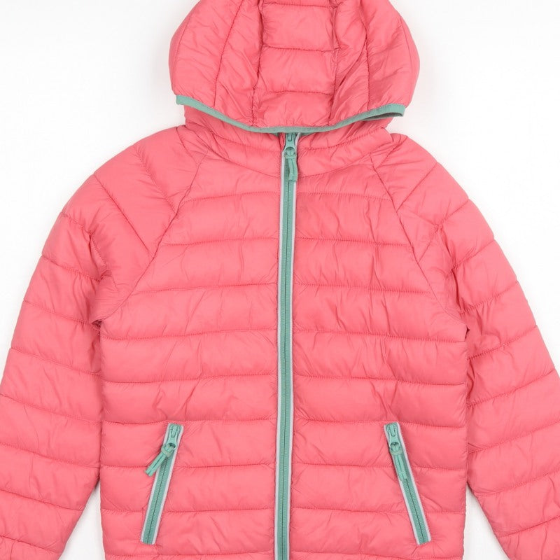 Mini Boden Girls Pink 8-9 Years Hooded Puffer Jacket Quilted