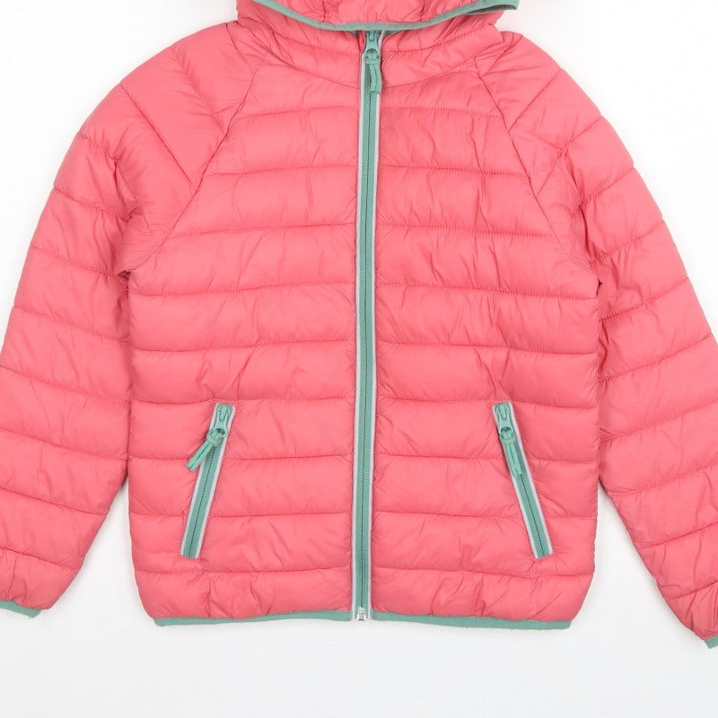 Mini Boden Girls Pink 8-9 Years Hooded Puffer Jacket Quilted