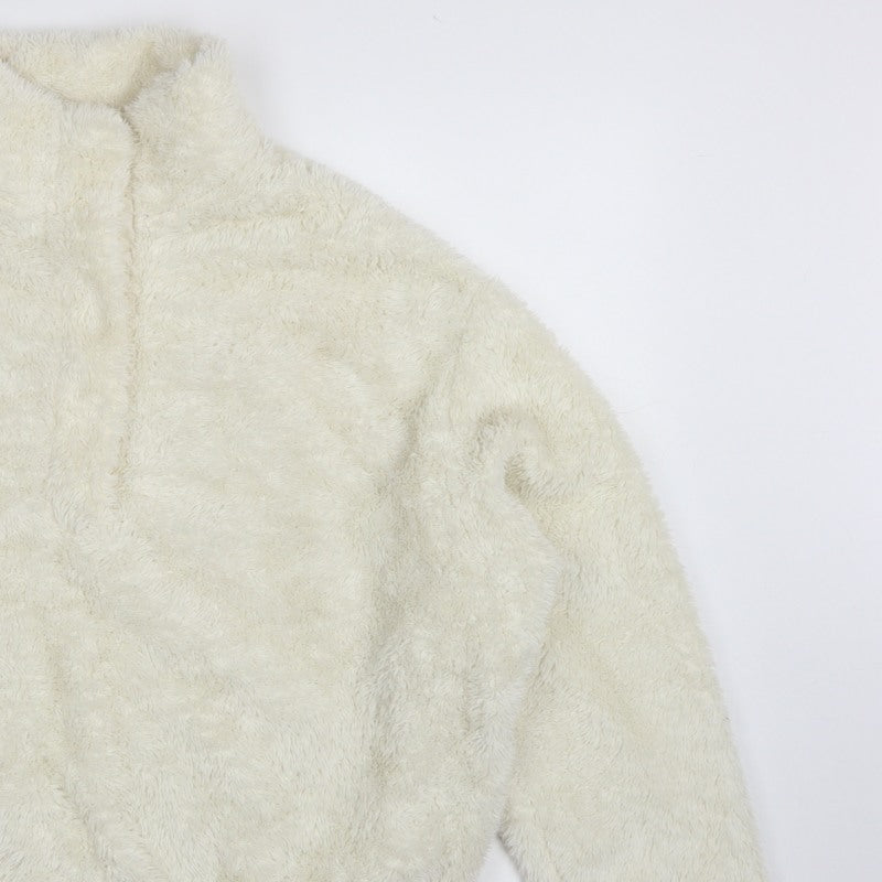 H&M Women’s Ivory UK 12 Full Zip Fleece Sweatshirt High Neck