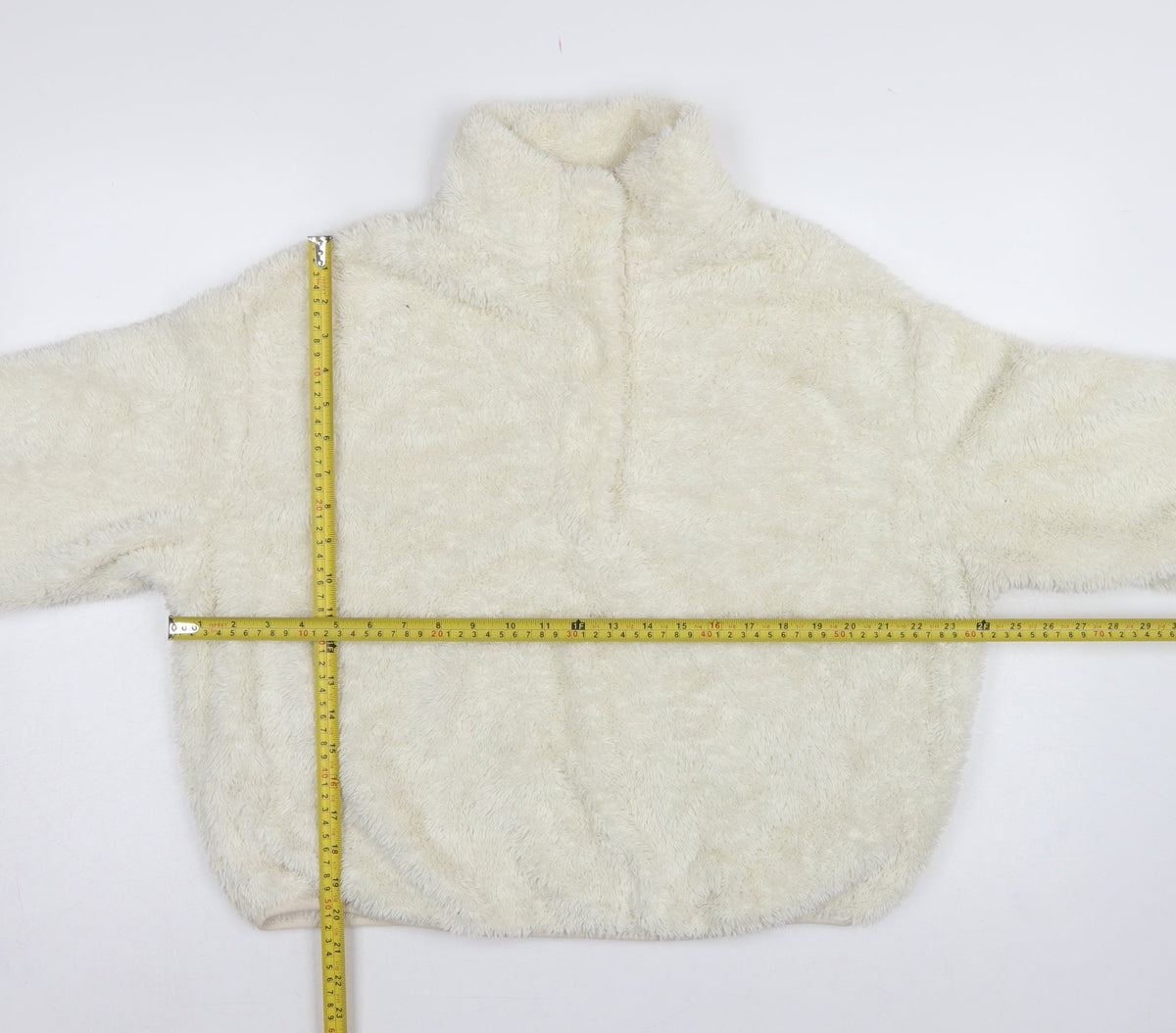 H&M Women’s Ivory UK 12 Full Zip Fleece Sweatshirt High Neck