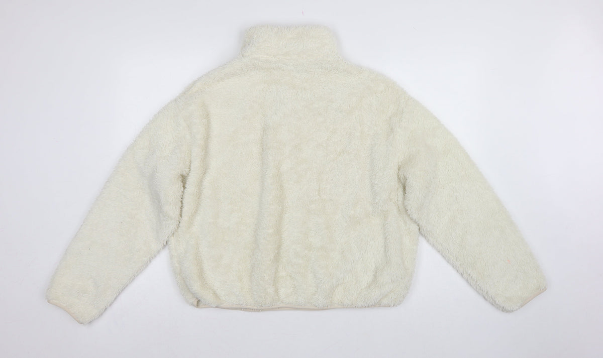 H&M Women’s Ivory UK 12 Full Zip Fleece Sweatshirt High Neck