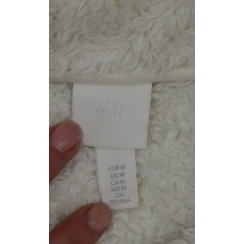 H&M Women’s Ivory UK 12 Full Zip Fleece Sweatshirt High Neck