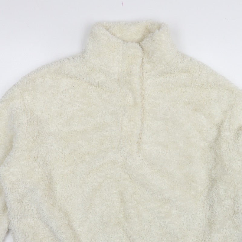 H&M Women’s Ivory UK 12 Full Zip Fleece Sweatshirt High Neck