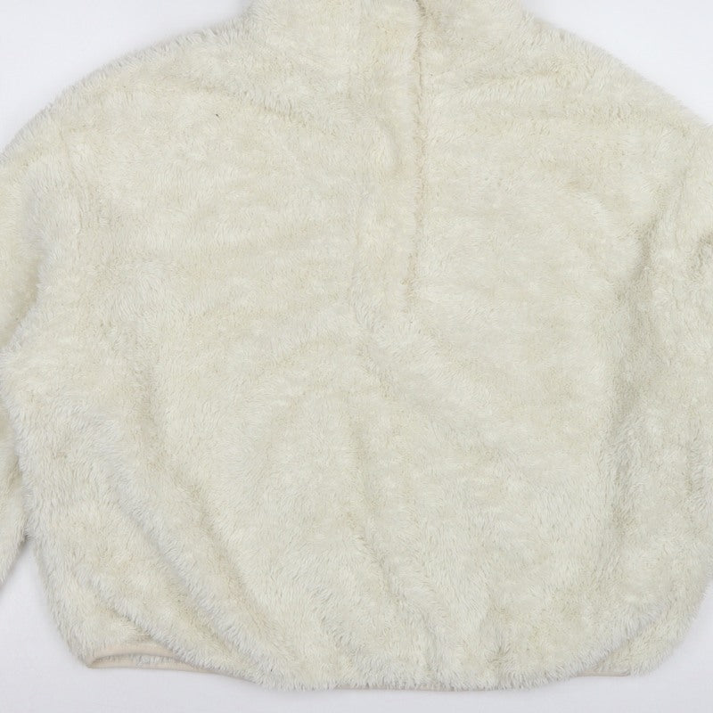 H&M Women’s Ivory UK 12 Full Zip Fleece Sweatshirt High Neck