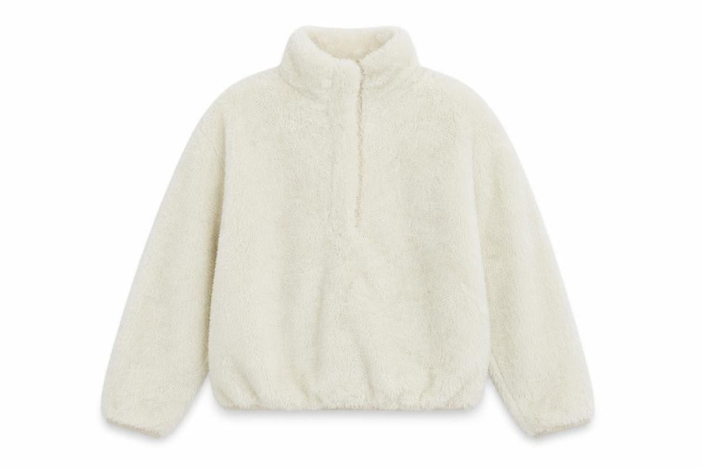 H&M Women’s Ivory UK 12 Full Zip Fleece Sweatshirt High Neck