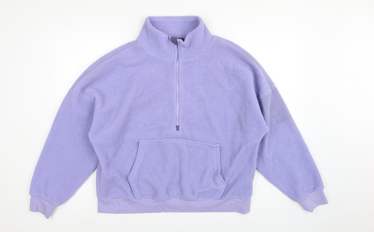 Dunnes Stores Women Purple M Fleece 1/4 Zip Pullover Sweatshirt