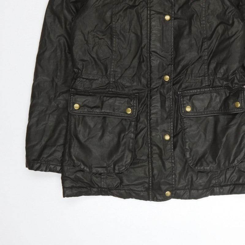 Marks and Spencer Women's Black UK 8 Parka Coat Faux Fur Trim Hooded