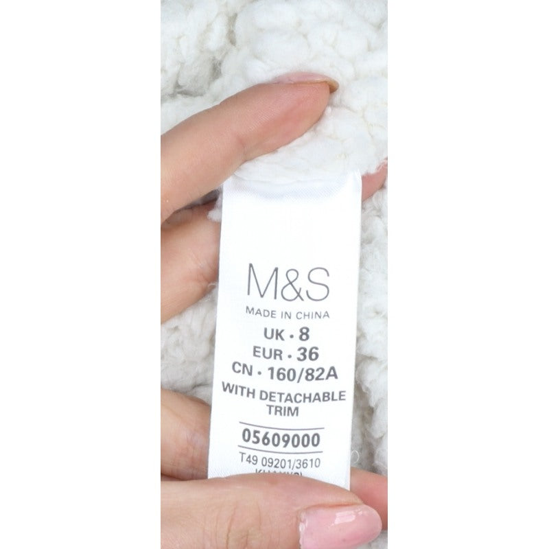 Marks and Spencer Women's Black UK 8 Parka Coat Faux Fur Trim Hooded