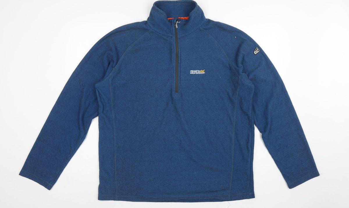 Back view of Regatta Men’s Blue XL Half Zip High Neck Outdoor Fleece Sweatshirt