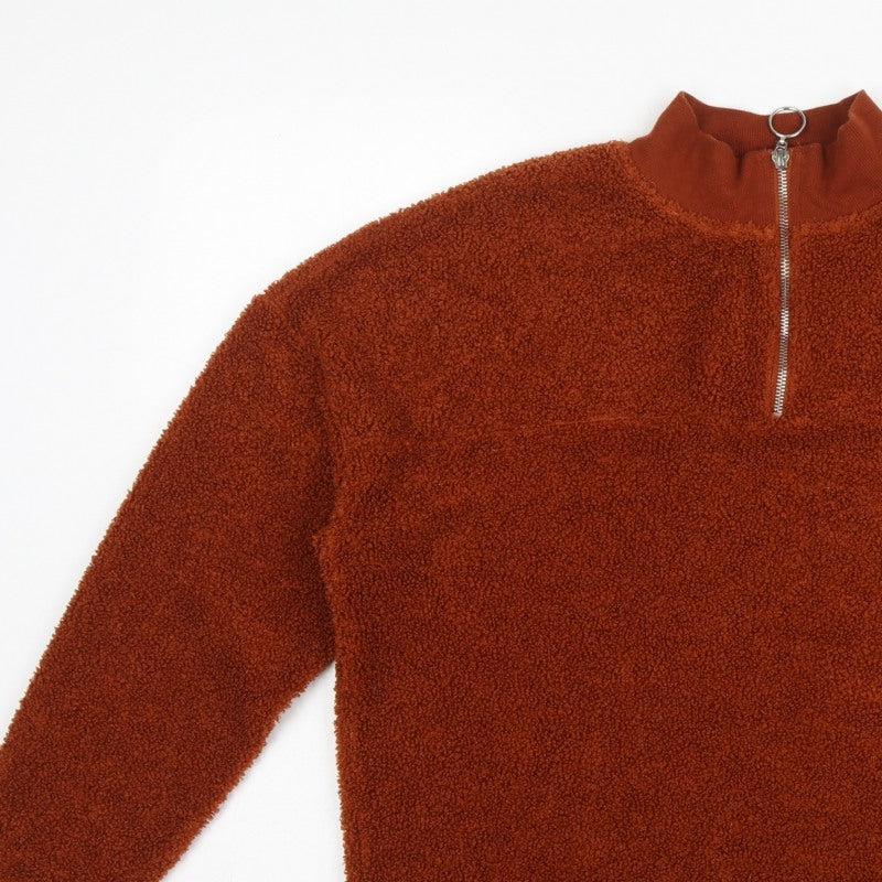 New Look Women Brown UK 12 1/4 Zip Teddy Fleece Pullover Sweatshirt