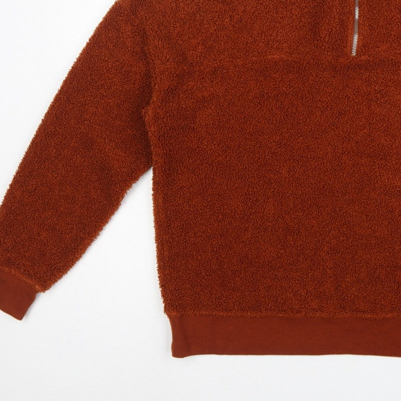 New Look Women Brown UK 12 1/4 Zip Teddy Fleece Pullover Sweatshirt