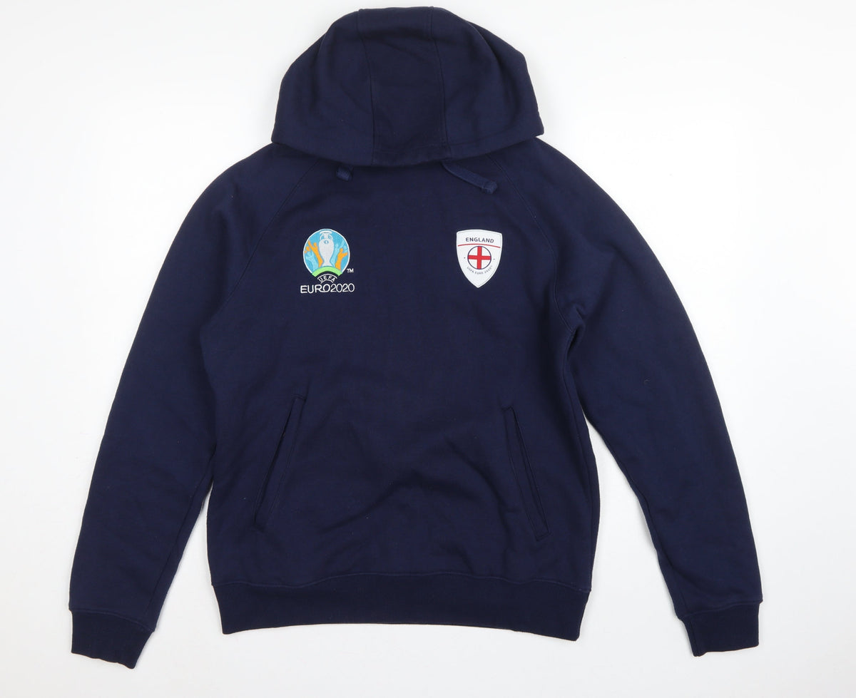 Back view of UEFA Euro 2020 England Men's Blue M Pullover Hoodie Football