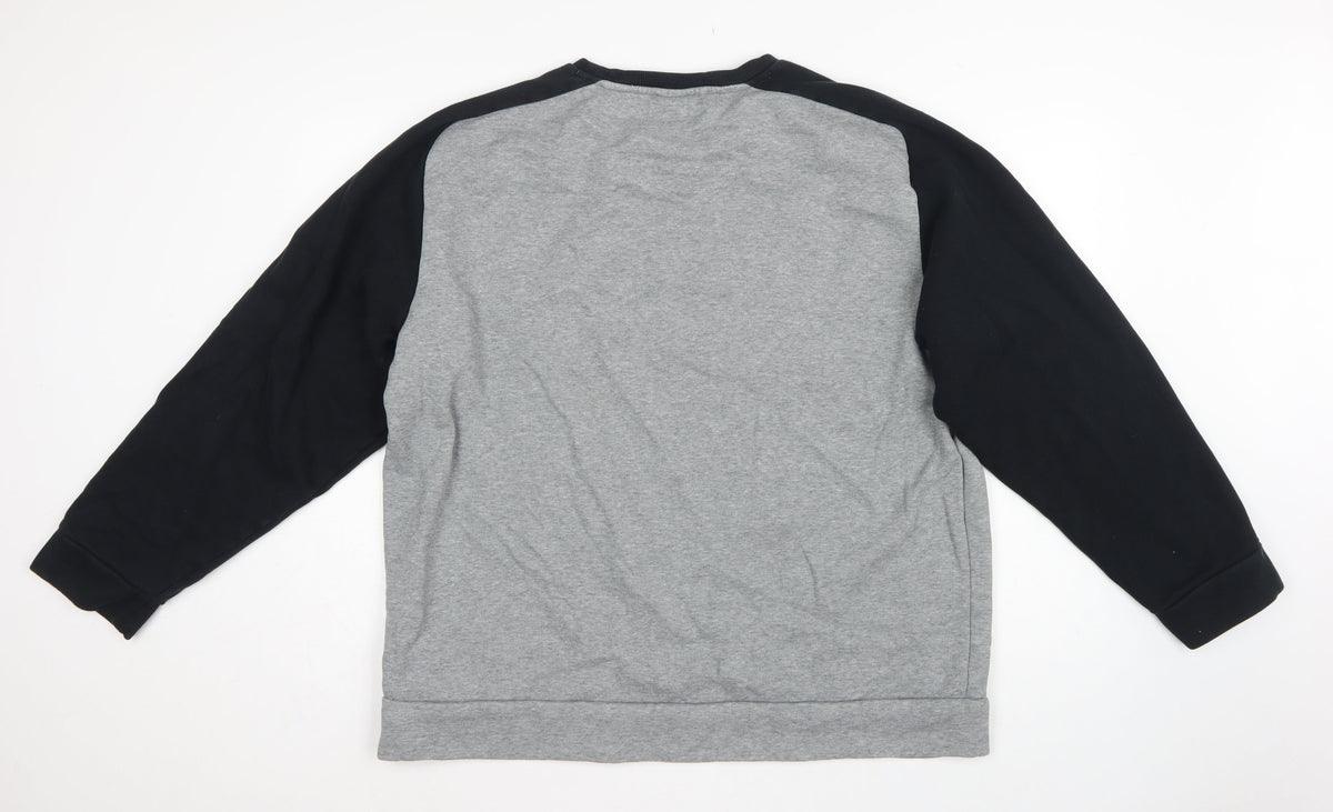 Puma Men’s Grey Black XXL Logo Fleece Crew Neck Pullover Sweatshirt