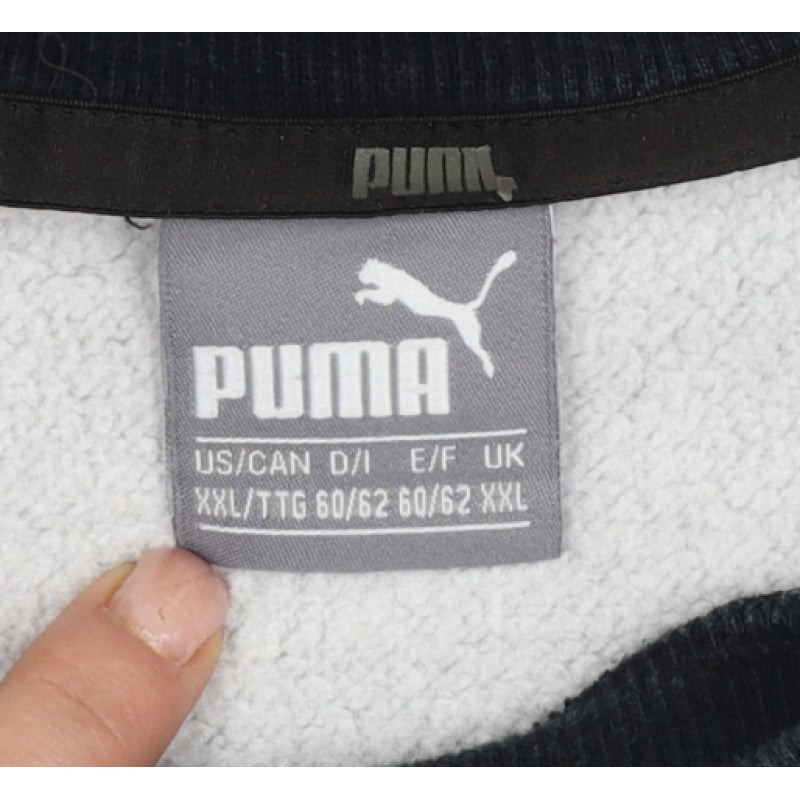 Puma Men’s Grey Black XXL Logo Fleece Crew Neck Pullover Sweatshirt