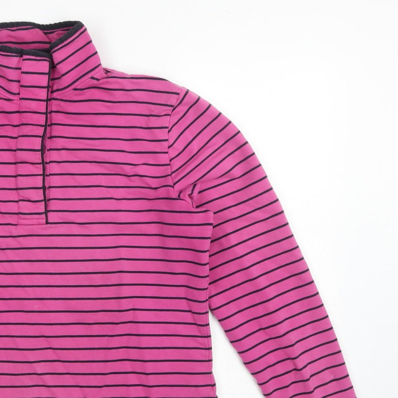 Joules Women Pink UK 14 Cowdray Striped 1/4 Zip Sweatshirt
