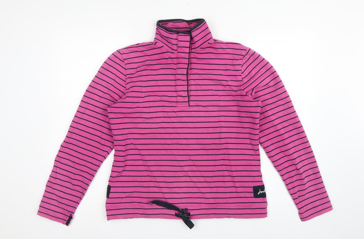 Joules Women Pink UK 14 Cowdray Striped 1/4 Zip Sweatshirt