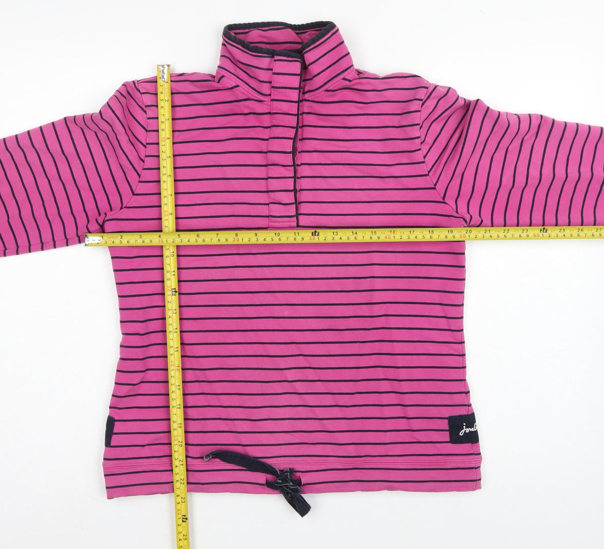 Joules Women Pink UK 14 Cowdray Striped 1/4 Zip Sweatshirt