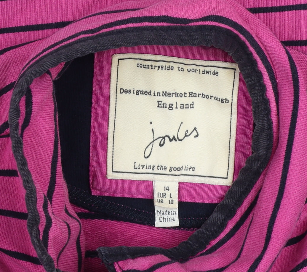 Joules Women Pink UK 14 Cowdray Striped 1/4 Zip Sweatshirt