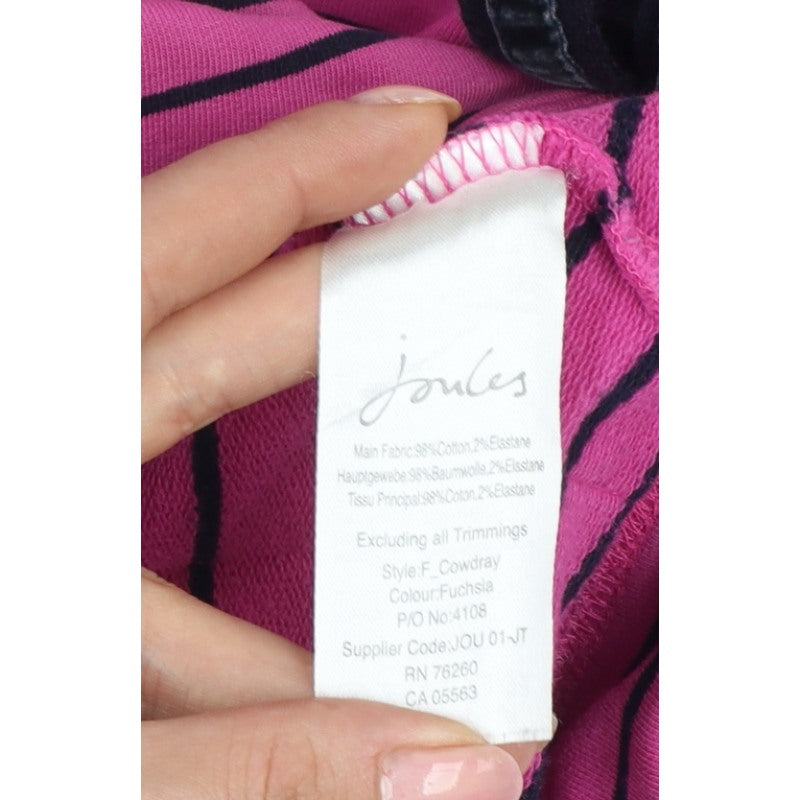 Joules Women Pink UK 14 Cowdray Striped 1/4 Zip Sweatshirt