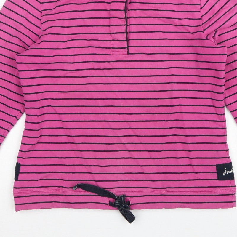Joules Women Pink UK 14 Cowdray Striped 1/4 Zip Sweatshirt
