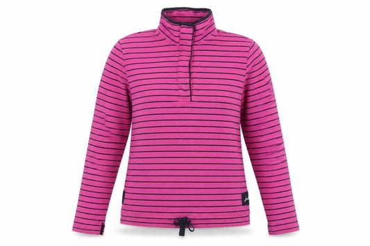 Joules Women Pink UK 14 Cowdray Striped 1/4 Zip Sweatshirt