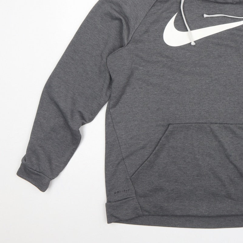 Nike Men’s Grey Large Pullover Dri-FIT Logo Hoodie