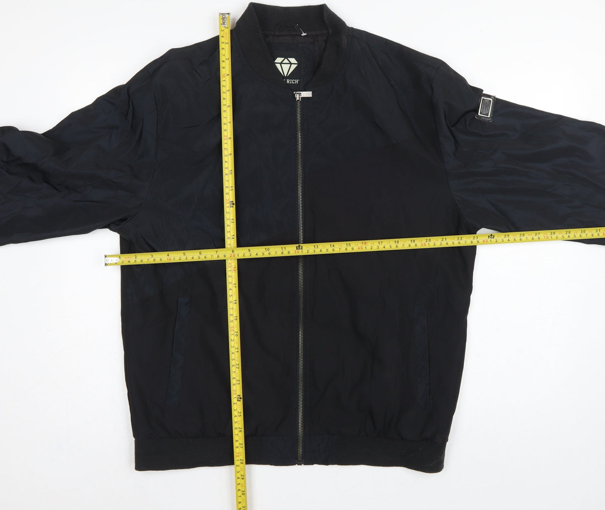 Born Rich Men's Black L Bomber Jacket Full Zip Logo Streetwear