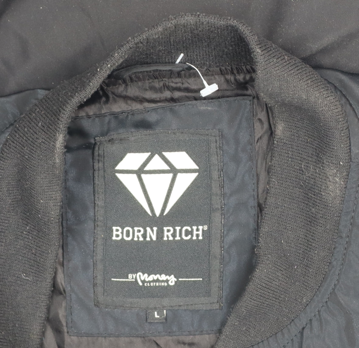 Born Rich Men's Black L Bomber Jacket Full Zip Logo Streetwear