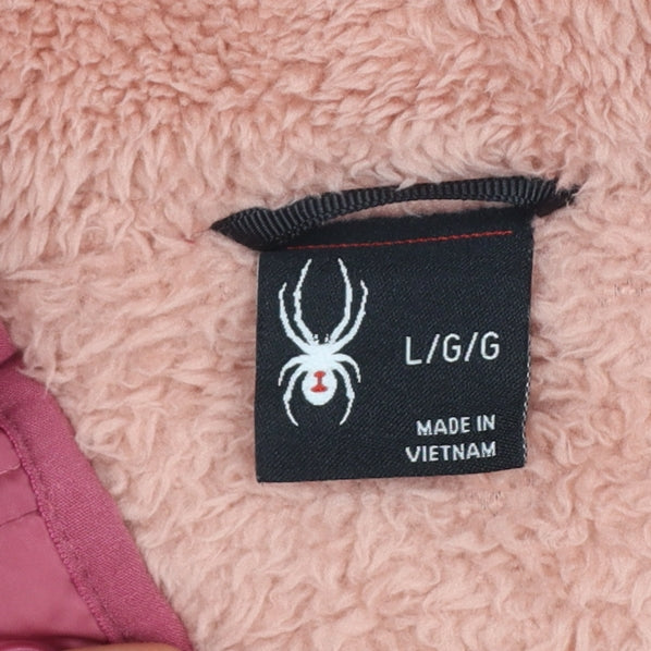 Spyder Women Pink L Fleece Snap Neck Pullover Sweatshirt