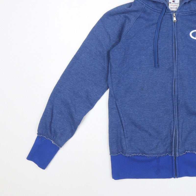 Champion Men's Blue Medium Full Zip Hooded Logo Fleece Hoodie