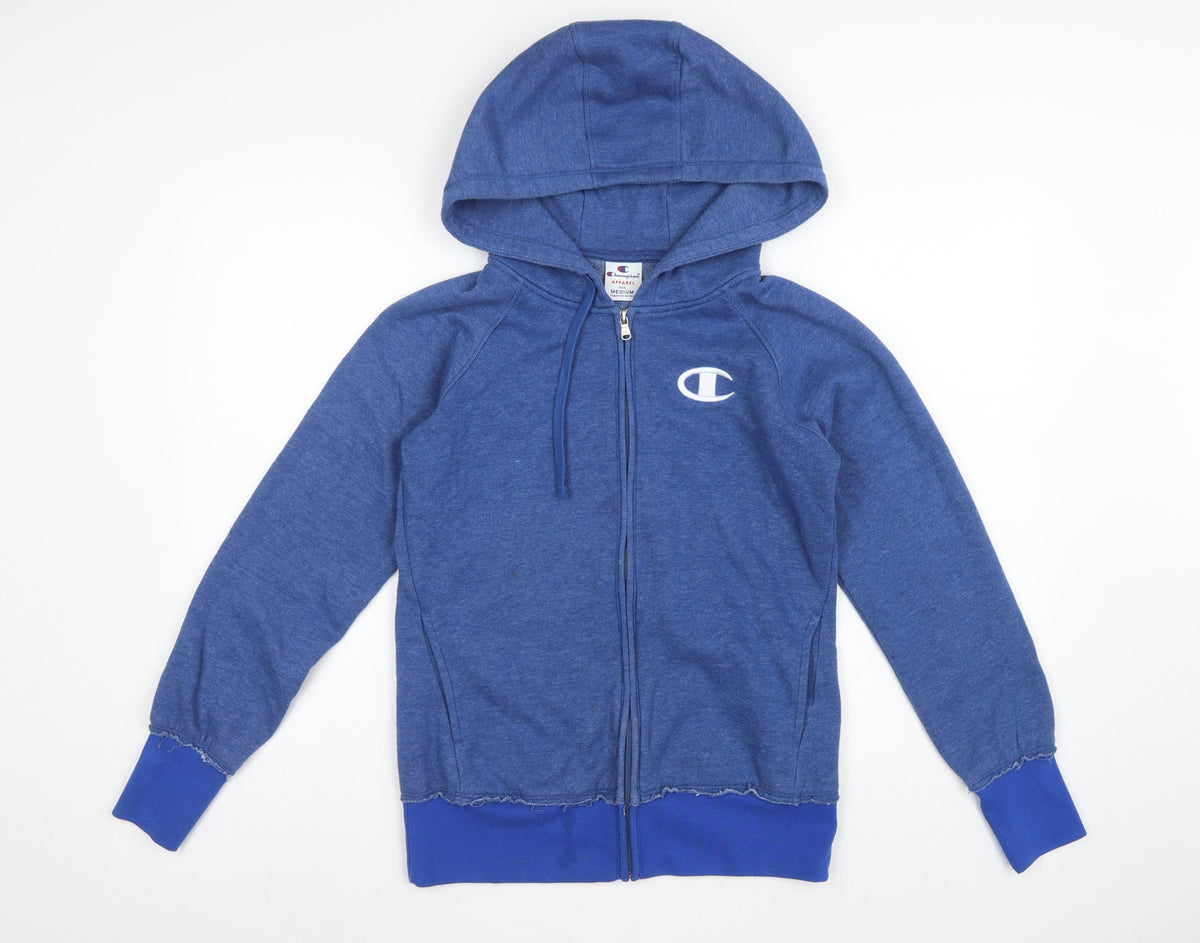 Champion Men's Blue Medium Full Zip Hooded Logo Fleece Hoodie
