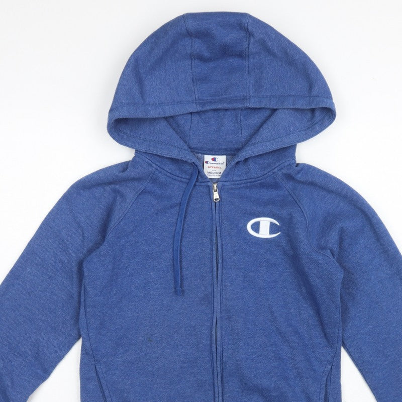 Champion Men's Blue Medium Full Zip Hooded Logo Fleece Hoodie