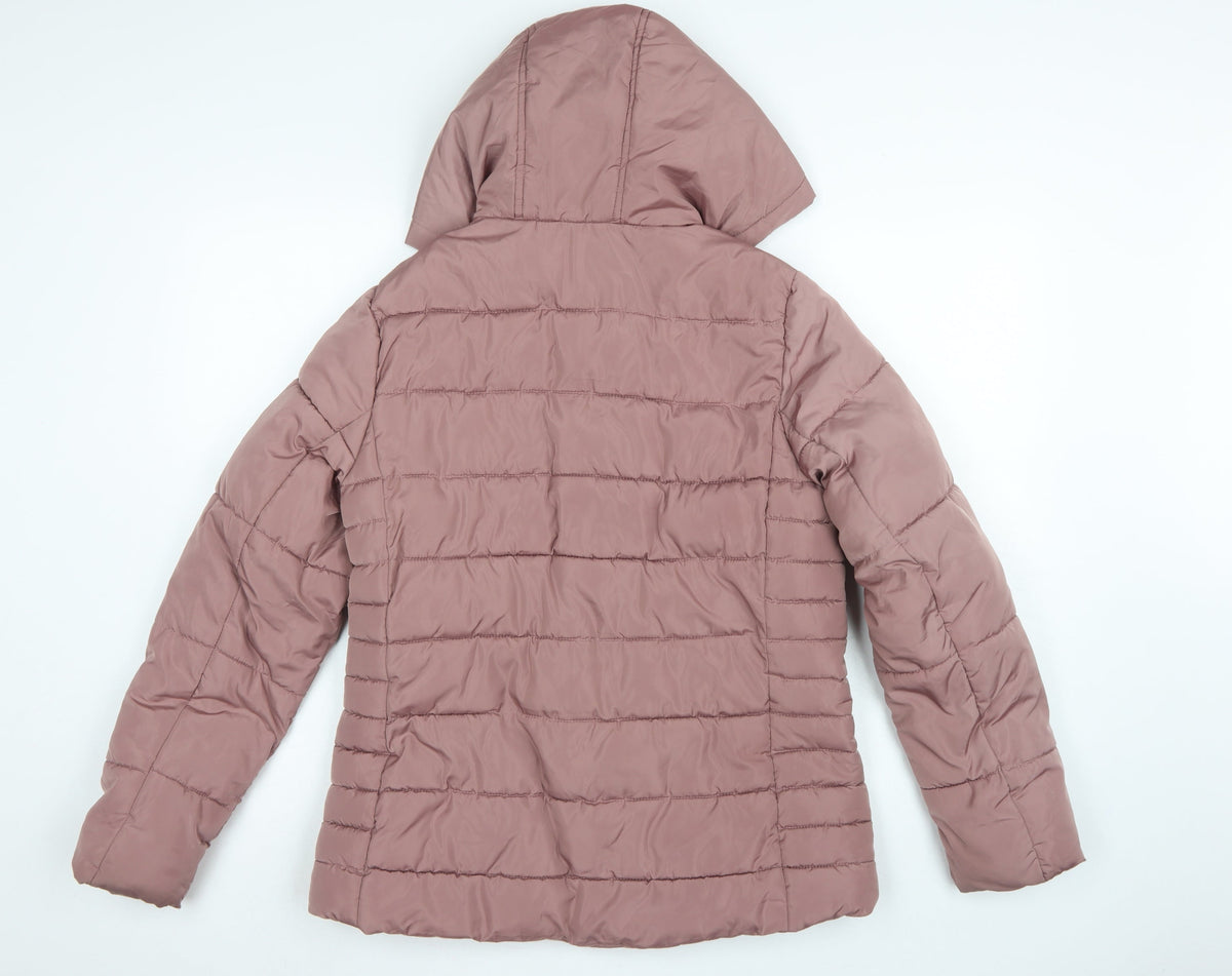 Dorothy Perkins Women Pink UK 12 Hooded Quilted Puffer Jacket
