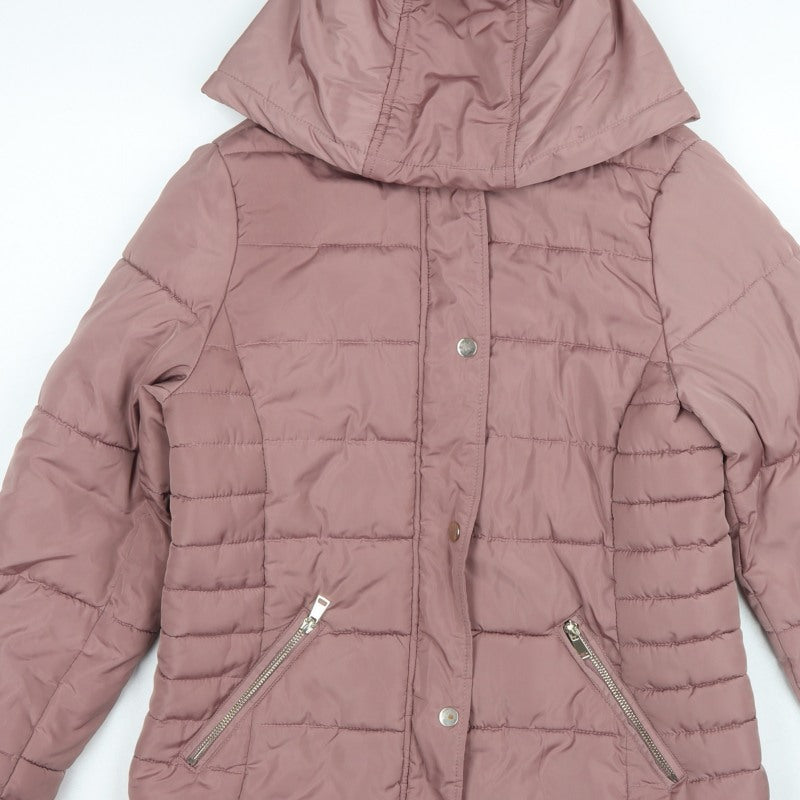Dorothy Perkins Women Pink UK 12 Hooded Quilted Puffer Jacket