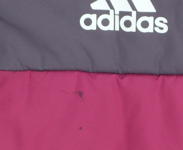 adidas Girls Pink Grey 9-10 Years Hooded Puffer Jacket Zip