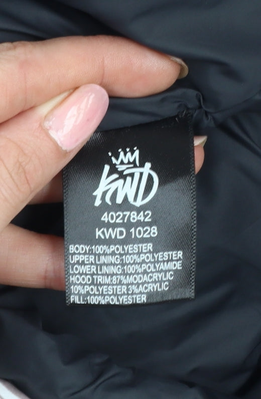 KWD Men's Multicoloured S Camo Puffer Jacket Hood Faux Fur Trim