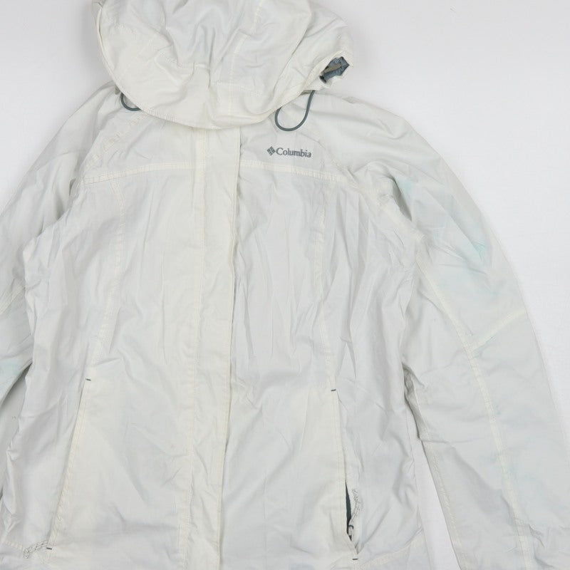 Columbia Women’s White Small Ski Jacket Hooded Waterproof Nylon