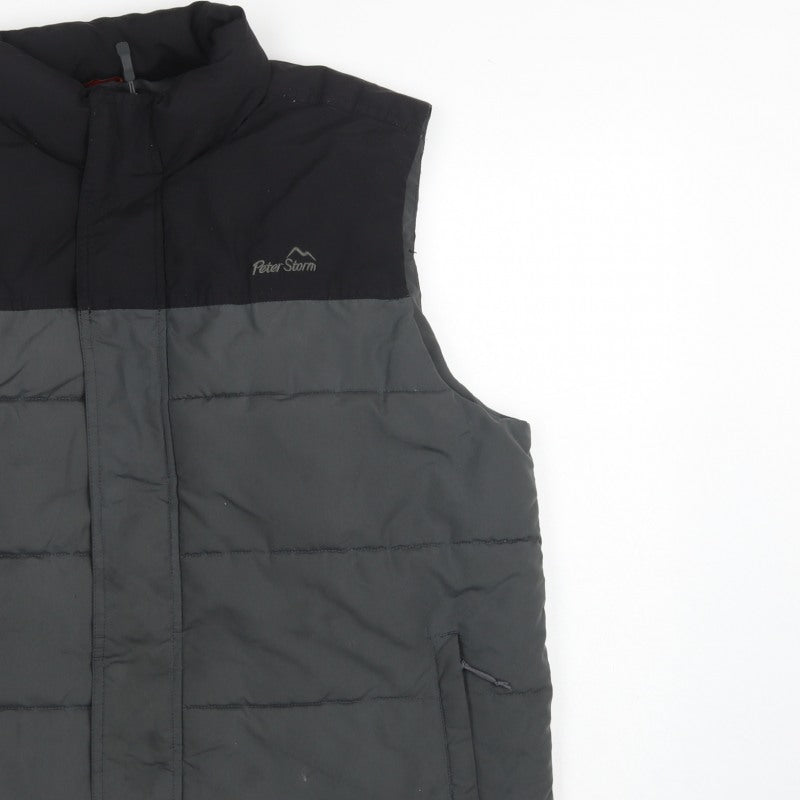 Peter Storm Men's Black Grey XL Puffer Bodywarmer Quilted Gilet