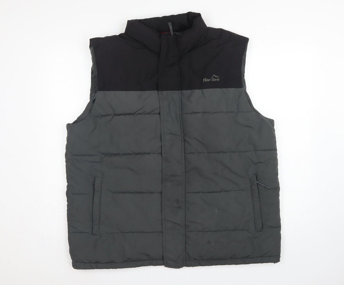 Peter Storm Men's Black Grey XL Puffer Bodywarmer Quilted Gilet
