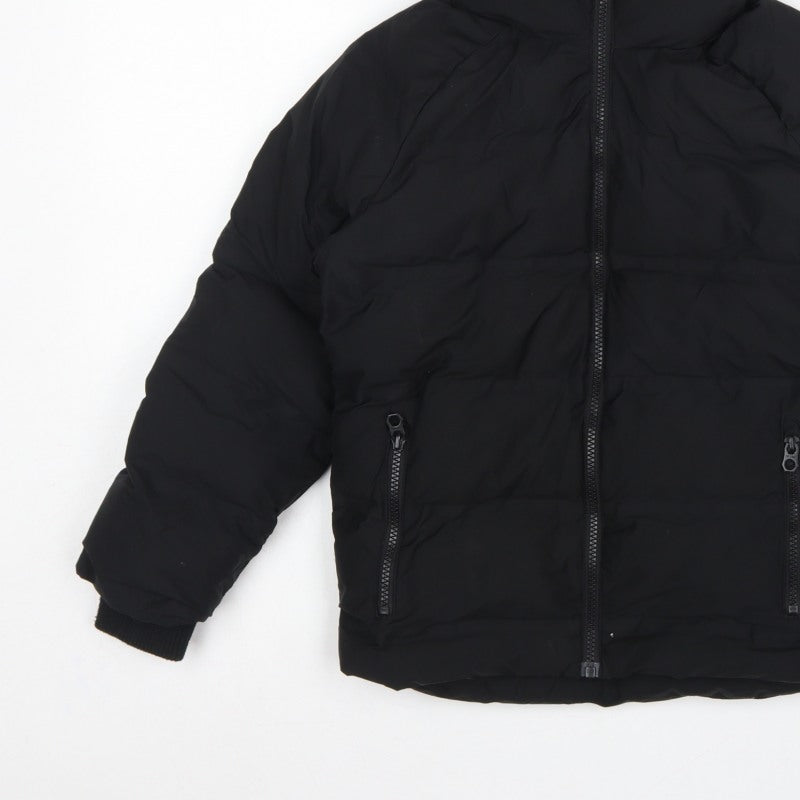 Next Boys Black 8 Years Hooded Puffer Jacket Full Zip Padded Winter Coat