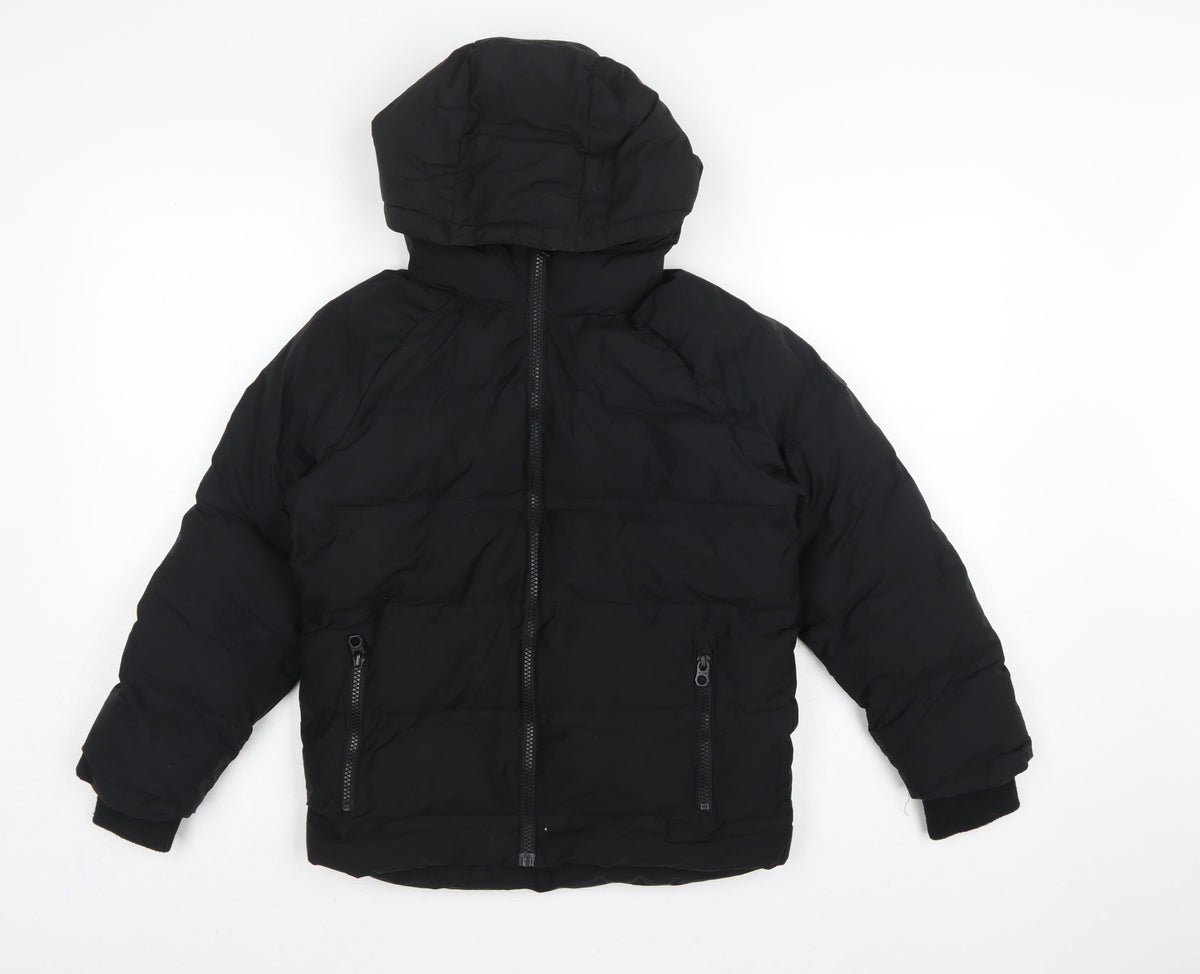 Next Boys Black 8 Years Hooded Puffer Jacket Full Zip Padded Winter Coat