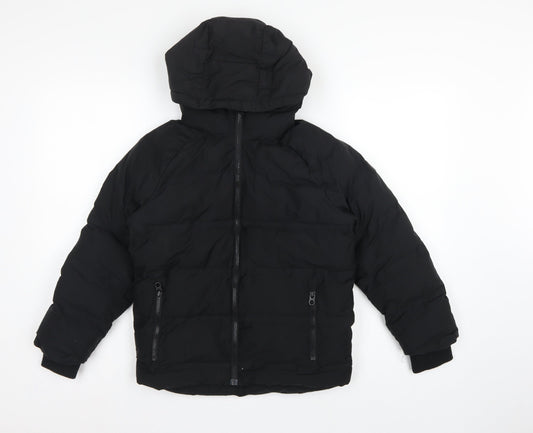 Next Boys Black 8 Years Hooded Puffer Jacket Full Zip Padded Winter Coat