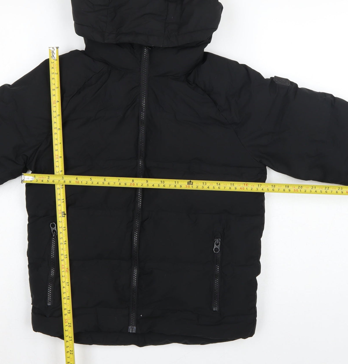 Next Boys Black 8 Years Hooded Puffer Jacket Full Zip Padded Winter Coat