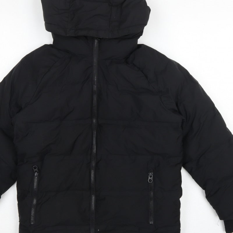 Next Boys Black 8 Years Hooded Puffer Jacket Full Zip Padded Winter Coat